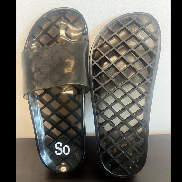 SO black jelly plastic slide sandals slip on - Picture 2 of 3